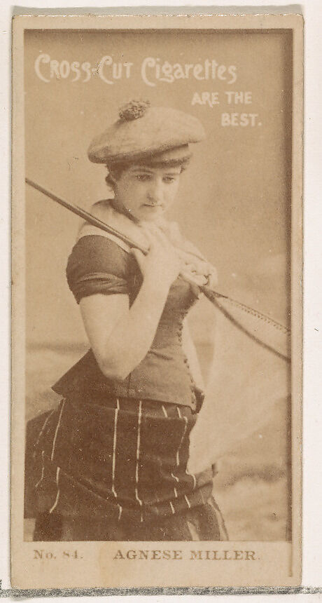 Card Number 84, Agnes Miller, from the Actors and Actresses series (N145-2) issued by Duke Sons & Co. to promote Cross Cut Cigarettes, Issued by W. Duke, Sons &amp; Co. (New York and Durham, N.C.), Albumen photograph 