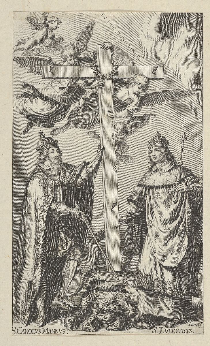 St. Charlemagne and St. Louis, Grégoire Huret (French, Lyon 1606–1670 Paris), Engraving 
