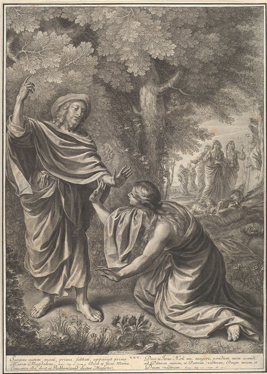 Noli Me Tangere, from The Passion of Christ, plate 25, Grégoire Huret (French, Lyon 1606–1670 Paris), Engraving 