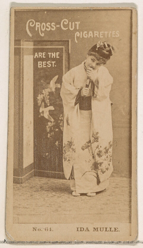 Card Number 64, Ida Mulle, from the Actors and Actresses series (N145-2) issued by Duke Sons & Co. to promote Cross Cut Cigarettes, Issued by W. Duke, Sons &amp; Co. (New York and Durham, N.C.), Albumen photograph 