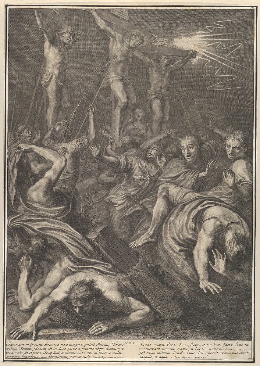 Christ on the Cross, from The Passion of Christ, plate 21, Grégoire Huret (French, Lyon 1606–1670 Paris), Engraving 
