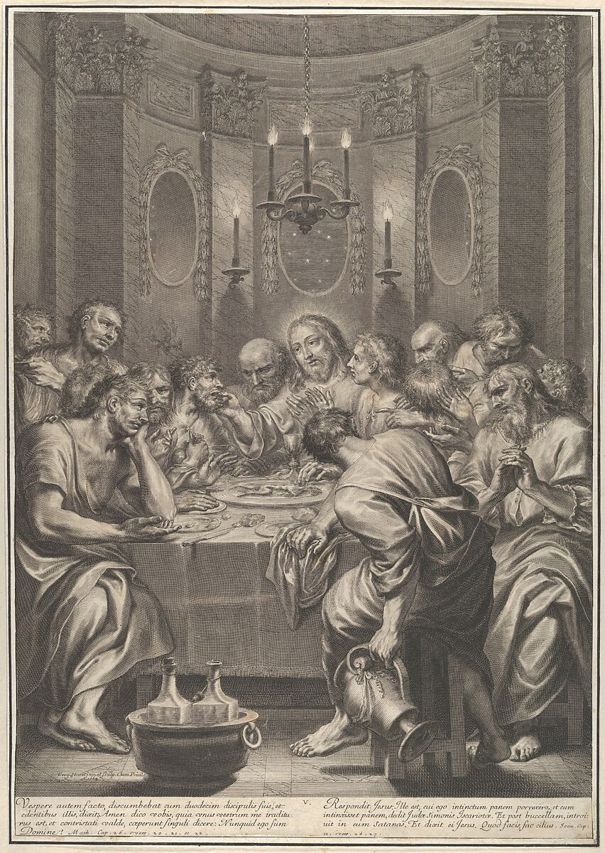 The Last Supper, from The Passion of Christ, plate 5, Grégoire Huret (French, Lyon 1606–1670 Paris), Engraving 