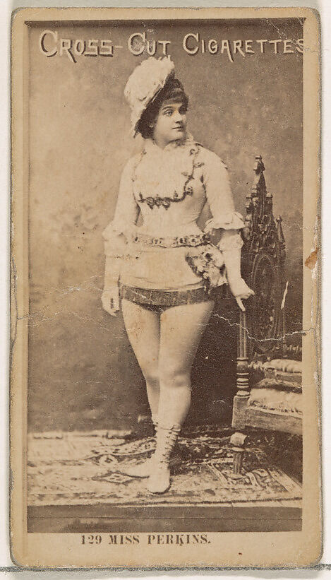 Card Number 129, Miss Carrie Perkins, from the Actors and Actresses series (N145-2) issued by Duke Sons & Co. to promote Cross Cut Cigarettes, Issued by W. Duke, Sons &amp; Co. (New York and Durham, N.C.), Albumen photograph 