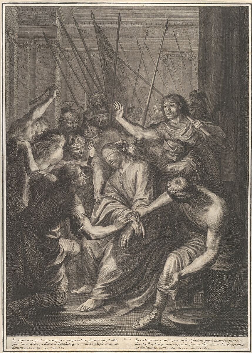 Christ Mistreated by Guards, from The Passion of Christ, plate 11, Grégoire Huret (French, Lyon 1606–1670 Paris), Engraving 