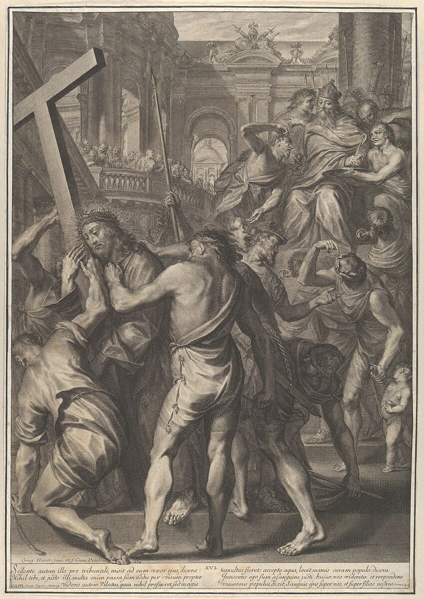 Christ is Sentenced by Pilate, from The Passion of Christ, plate 16, Grégoire Huret (French, Lyon 1606–1670 Paris), Engraving 
