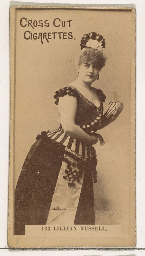 Card Number 133, Lillian Russell, from the Actors and Actresses series (N145-2) issued by Duke Sons & Co. to promote Cross Cut Cigarettes, Issued by W. Duke, Sons &amp; Co. (New York and Durham, N.C.), Albumen photograph 
