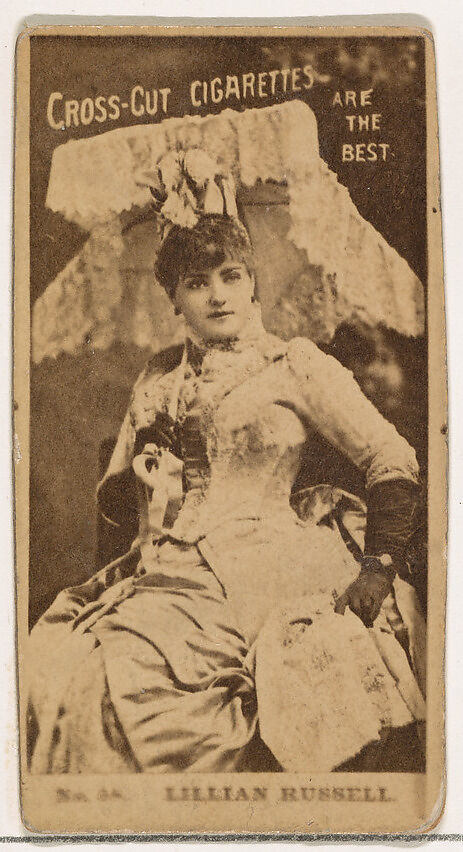 Lillian Russell, from the Actors and Actresses series (N145-2) issued by Duke Sons & Co. to promote Cross Cut Cigarettes, Issued by W. Duke, Sons &amp; Co. (New York and Durham, N.C.), Albumen photograph 