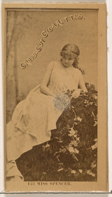 Card Number 133, Miss Spencer, from the Actors and Actresses series (N145-2) issued by Duke Sons & Co. to promote Cross Cut Cigarettes, Issued by W. Duke, Sons &amp; Co. (New York and Durham, N.C.), Albumen photograph 