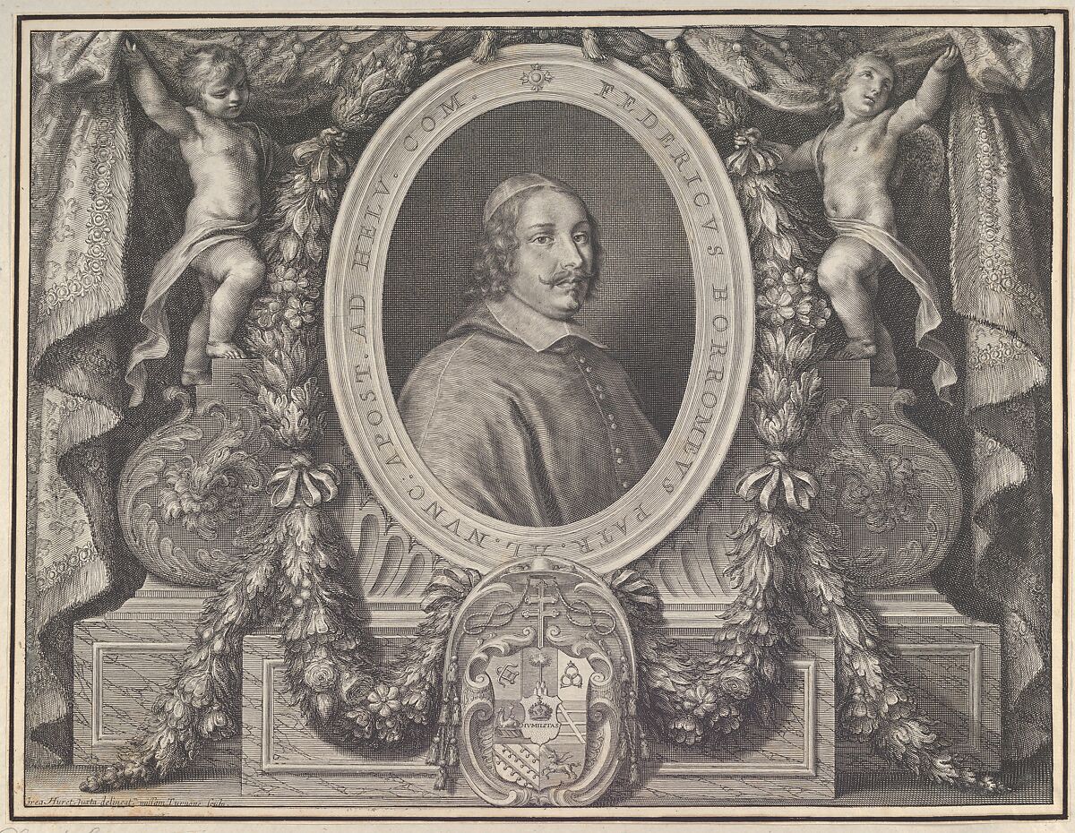 Frédéric Barromée, archevêque, cardinal de Milan, Grégoire Huret (French, Lyon 1606–1670 Paris), Engraving 