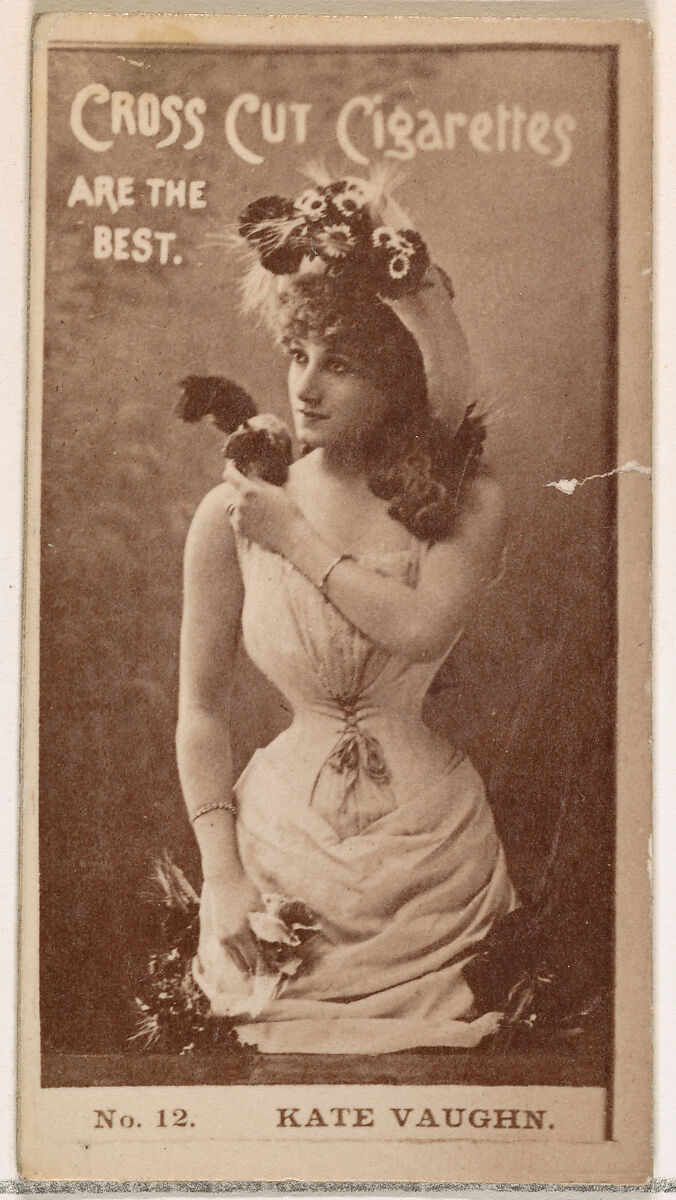 Card Number 12, Kate Vaughn, from the Actors and Actresses series (N145-2) issued by Duke Sons & Co. to promote Cross Cut Cigarettes, Issued by W. Duke, Sons &amp; Co. (New York and Durham, N.C.), Albumen photograph 