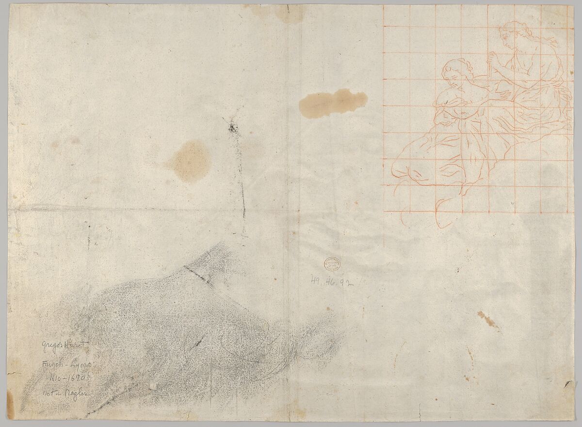 Minerva armed with a shield and lance attacking three nearly prone figures, Grégoire Huret (French, Lyon 1606–1670 Paris), Engraving