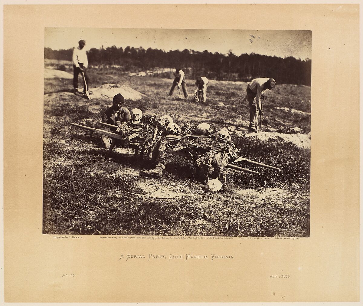 A Burial Party, Cold Harbor, Virginia., John Reekie (American, active 1860s), Albumen silver print from glass negative 