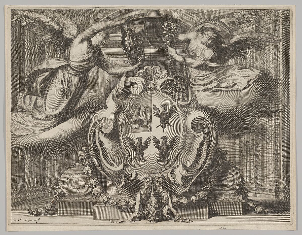 The coat of arms of Claude de Rueil (ca.1581-1649), Bishop of Bayonne, later Bishop of Angers, Jean Couvay (French, Arles ca. 1605–1663 Paris), Engraving 