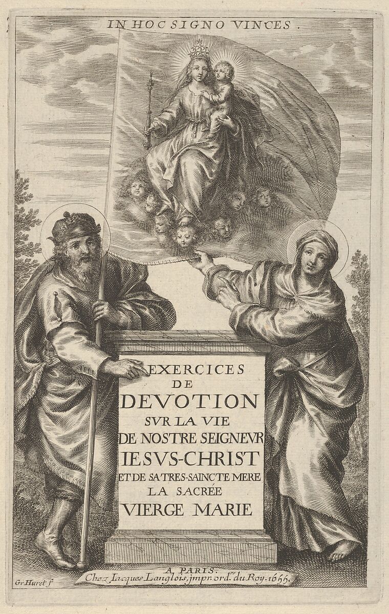 Frontispiece for Exercises de Devotion sur la Vie de Nostre Seigneur Iesus-Christ [...], Grégoire Huret (French, Lyon 1606–1670 Paris), Engraving 