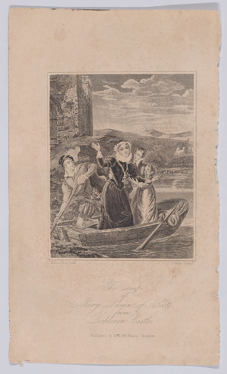 The escape of Mary, Queen of Scots from Loch Leven Castle (frontispiece, from "Mary, Queen of Scots: Her Persecutions, Sufferings, and Trials"), Joseph Swan (British, Glasgow, Scotland 1796–1872 Glasgow, Scotland), Etching and engraving 