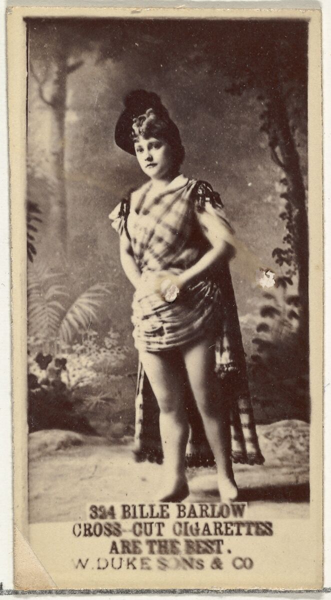 Card Number 324, Billie Barlow, from the Actors and Actresses series (N145-3) issued by Duke Sons & Co. to promote Cross Cut Cigarettes, Issued by W. Duke, Sons &amp; Co. (New York and Durham, N.C.), Albumen photograph 