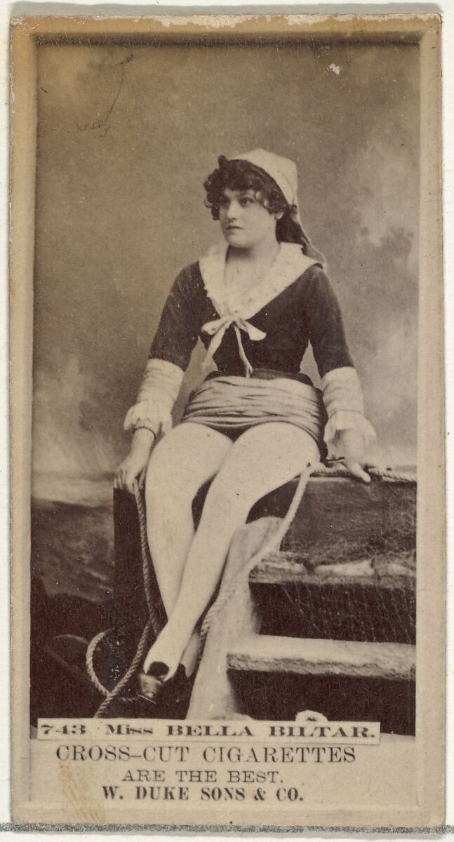 Card Number 743, Miss Bella Biltar, from the Actors and Actresses series (N145-3) issued by Duke Sons & Co. to promote Cross Cut Cigarettes, Issued by W. Duke, Sons &amp; Co. (New York and Durham, N.C.), Albumen photograph 