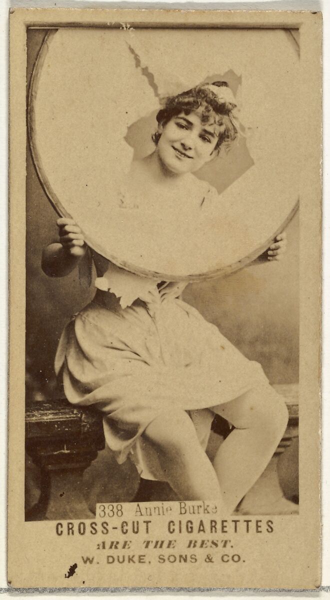Card Number 338, Annie Burks, from the Actors and Actresses series (N145-3) issued by Duke Sons & Co. to promote Cross Cut Cigarettes, Issued by W. Duke, Sons &amp; Co. (New York and Durham, N.C.), Albumen photograph 