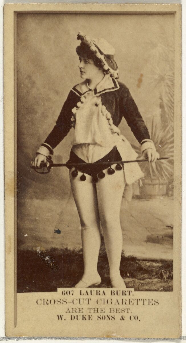 Card Number 607, Laura Burt, from the Actors and Actresses series (N145-3) issued by Duke Sons & Co. to promote Cross Cut Cigarettes, Issued by W. Duke, Sons &amp; Co. (New York and Durham, N.C.), Albumen photograph 