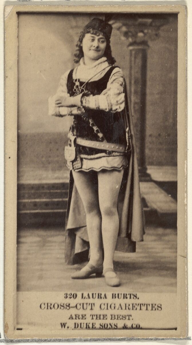 Card Number 320, Laura Burt, from the Actors and Actresses series (N145-3) issued by Duke Sons & Co. to promote Cross Cut Cigarettes, Issued by W. Duke, Sons &amp; Co. (New York and Durham, N.C.), Albumen photograph 