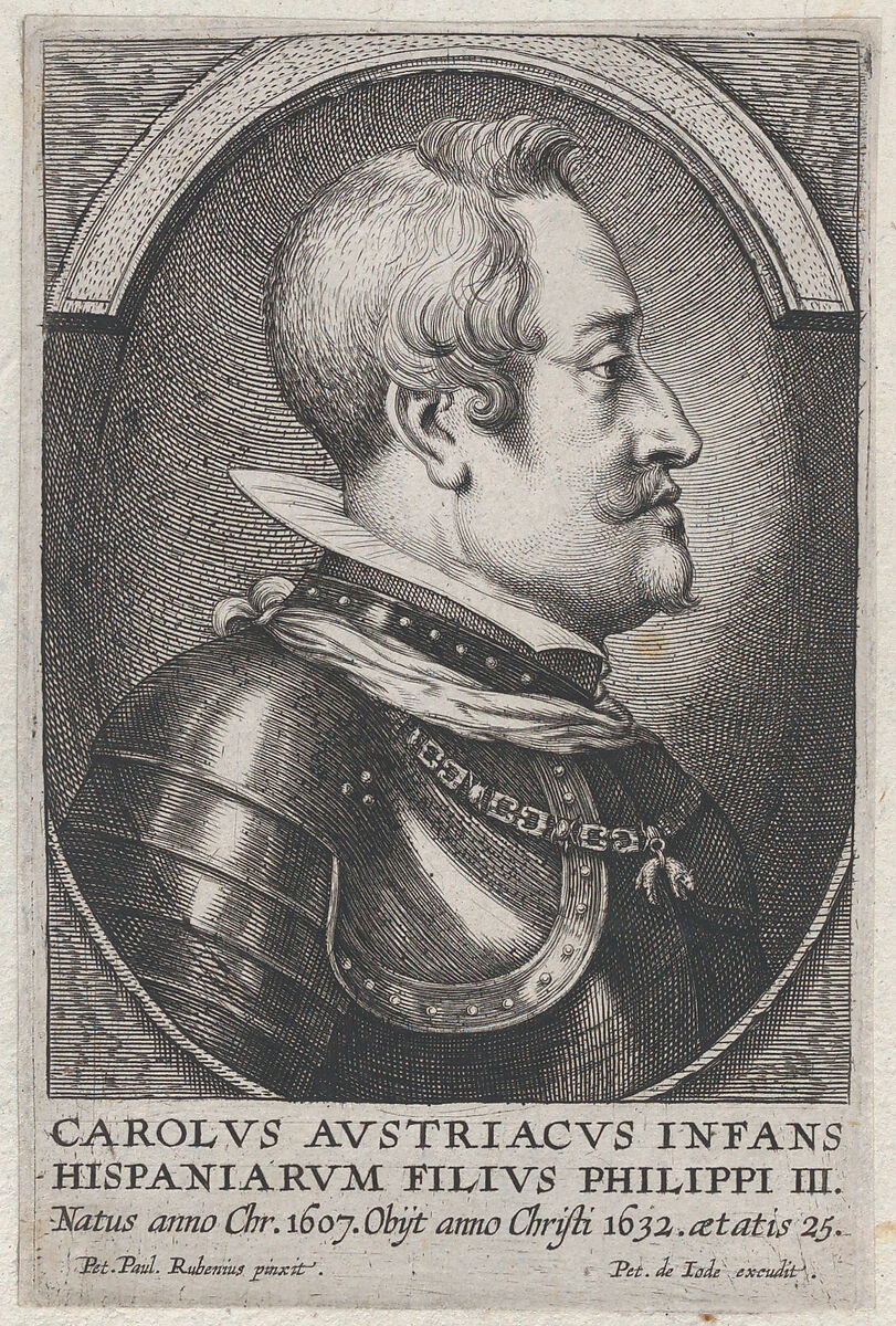 Portrait of Charles of Austria, Infante of Spain, in profile to the right, Pieter de Jode II (Flemish, 1606–ca. 1674), Engraving 