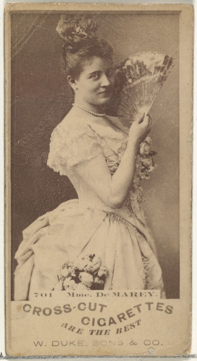 Card Number 701, Mme. De Marey, from the Actors and Actresses series (N145-3) issued by Duke Sons & Co. to promote Cross Cut Cigarettes, Issued by W. Duke, Sons &amp; Co. (New York and Durham, N.C.), Albumen photograph 