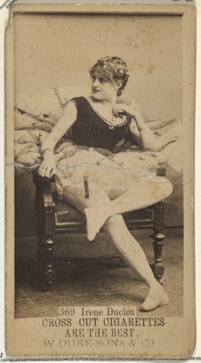 Card Number 369, Irene Duclos, from the Actors and Actresses series (N145-3) issued by Duke Sons & Co. to promote Cross Cut Cigarettes, Issued by W. Duke, Sons &amp; Co. (New York and Durham, N.C.), Albumen photograph 