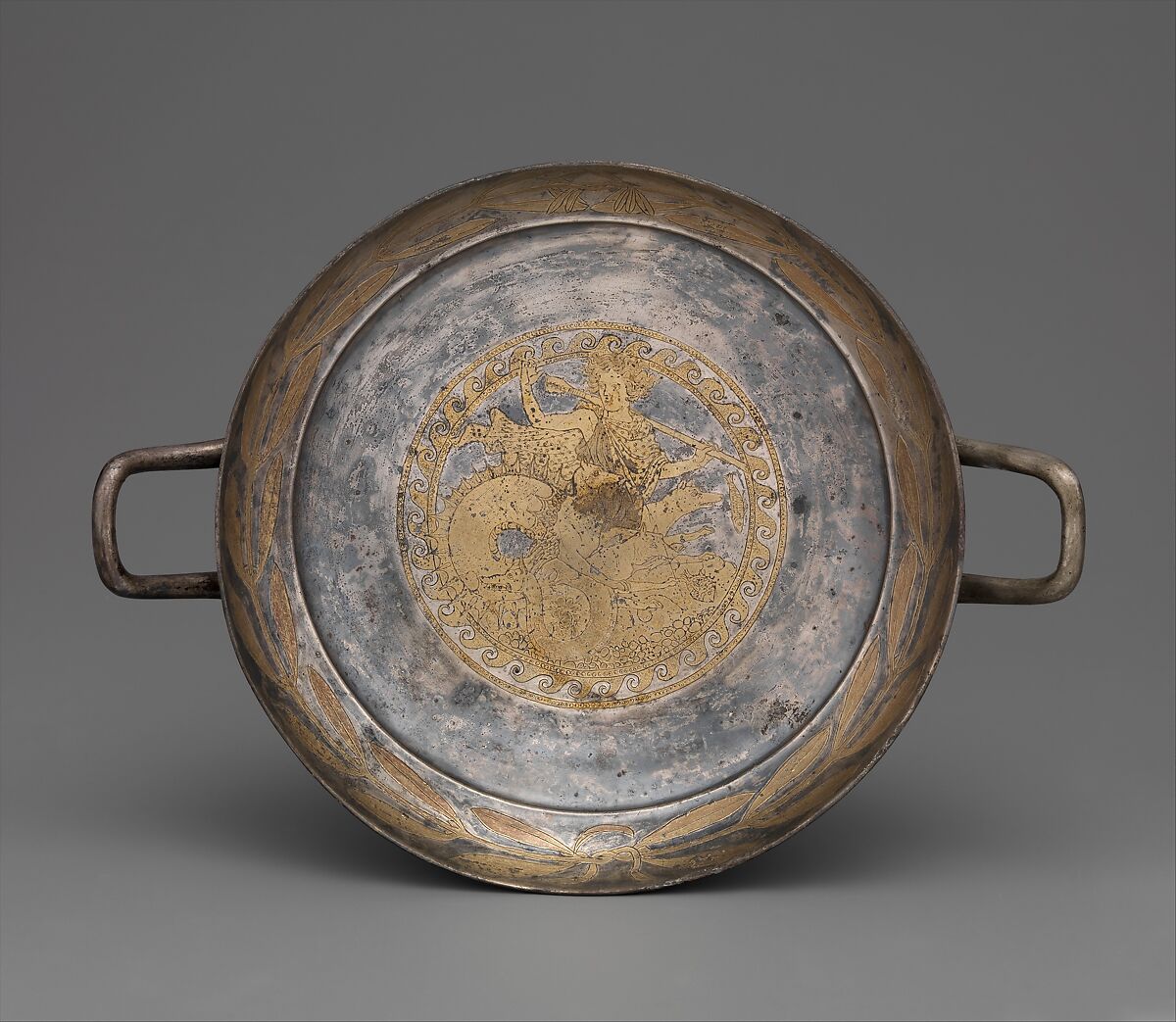 Gilt silver kylix, Silver-gilt, Greek 