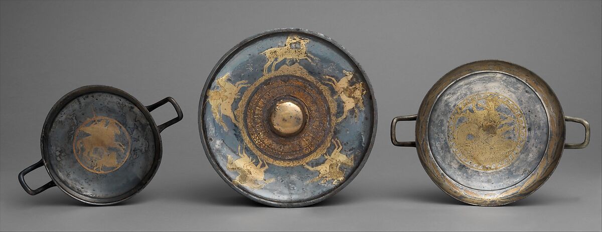 Gilt silver phiale mesomphalos, Silver-gilt, Greek