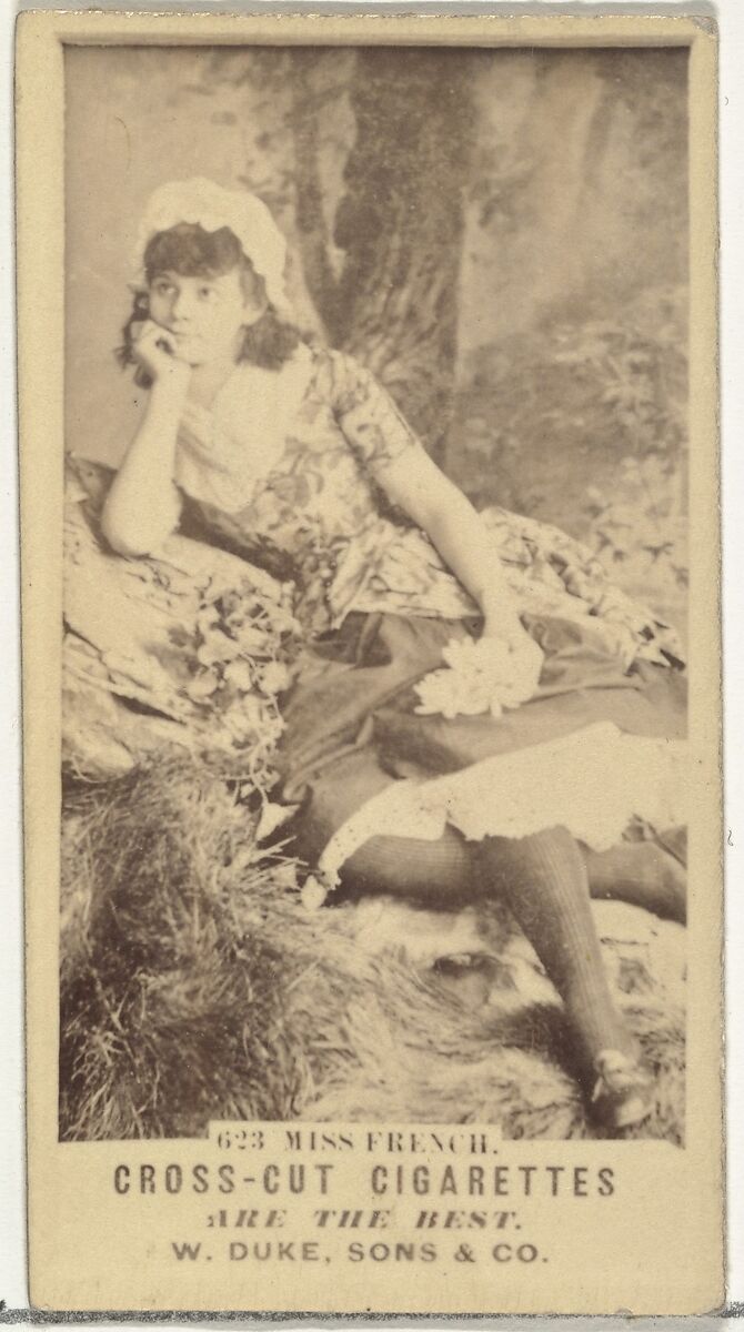 Card Number 623, Miss French, from the Actors and Actresses series (N145-3) issued by Duke Sons & Co. to promote Cross Cut Cigarettes, Issued by W. Duke, Sons &amp; Co. (New York and Durham, N.C.), Albumen photograph 