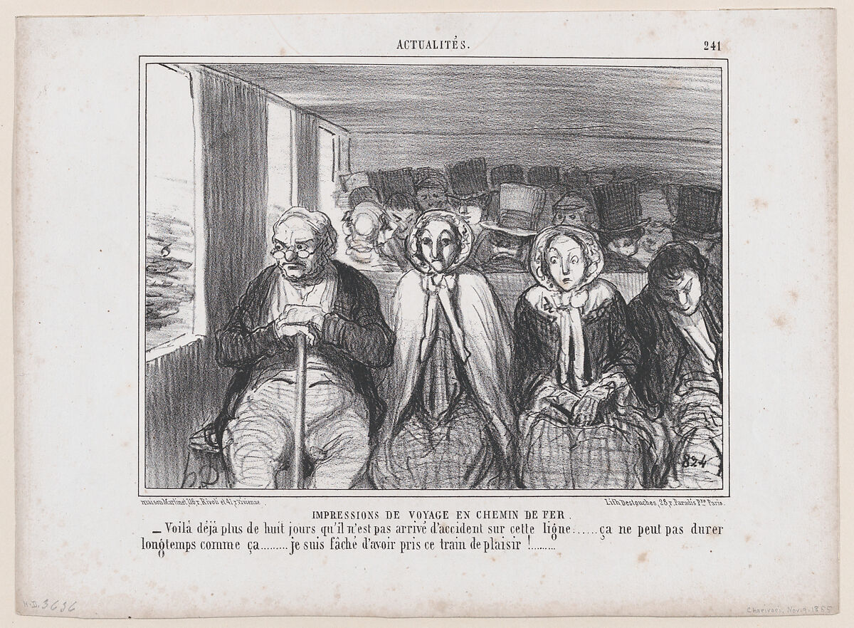 Impressions de Voyage en Chemin de Fer, from Actualités, published in "Le Charivari", Honoré Daumier  French, Lithograph