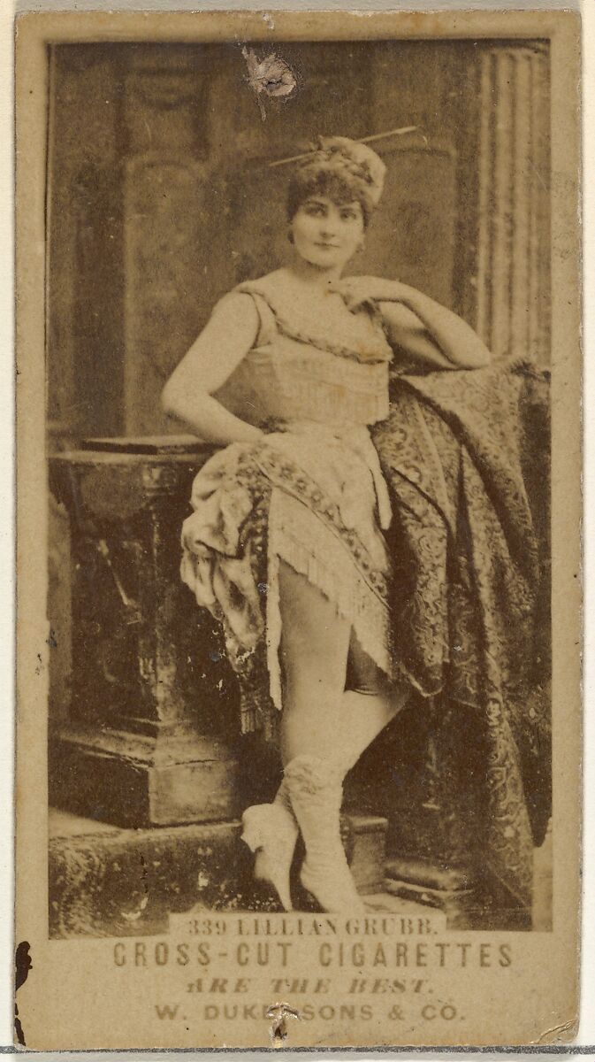 Card Number 339, Lillian Grubb, from the Actors and Actresses series (N145-3) issued by Duke Sons & Co. to promote Cross Cut Cigarettes, Issued by W. Duke, Sons &amp; Co. (New York and Durham, N.C.), Albumen photograph 
