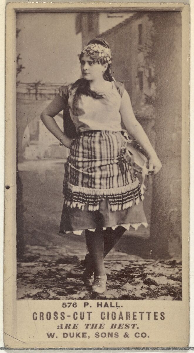 Card Number 576, P. Hall, from the Actors and Actresses series (N145-3) issued by Duke Sons & Co. to promote Cross Cut Cigarettes, Issued by W. Duke, Sons &amp; Co. (New York and Durham, N.C.), Albumen photograph 