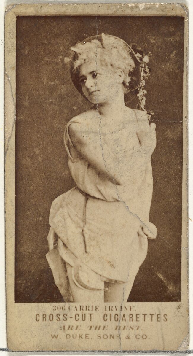 Card Number 306, Carrie Irvine, from the Actors and Actresses series (N145-3) issued by Duke Sons & Co. to promote Cross Cut Cigarettes, Issued by W. Duke, Sons &amp; Co. (New York and Durham, N.C.), Albumen photograph 