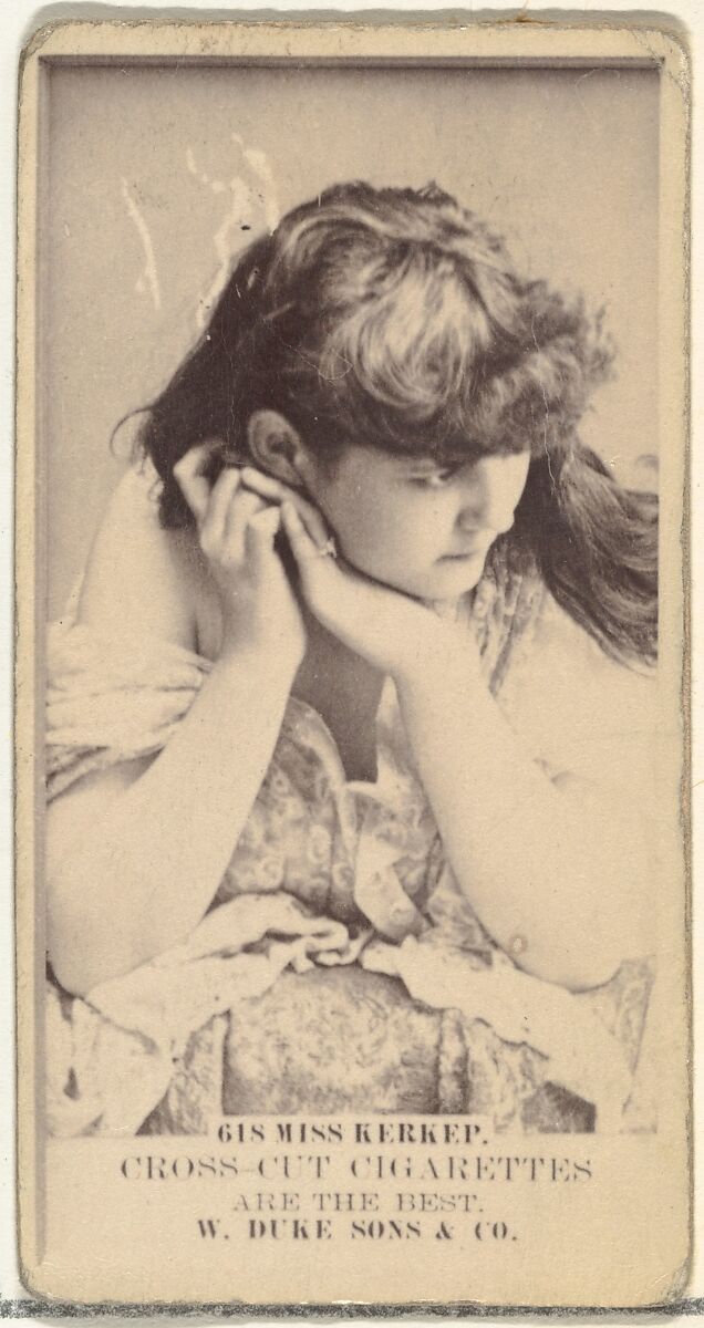 Card Number 618, Miss Kerkep, from the Actors and Actresses series (N145-3) issued by Duke Sons & Co. to promote Cross Cut Cigarettes, Issued by W. Duke, Sons &amp; Co. (New York and Durham, N.C.), Albumen photograph 