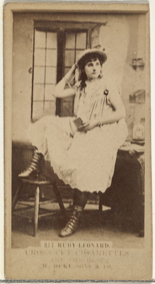 Card Number 377, Ruby Leonard, from the Actors and Actresses series (N145-3) issued by Duke Sons & Co. to promote Cross Cut Cigarettes, Issued by W. Duke, Sons &amp; Co. (New York and Durham, N.C.), Albumen photograph 