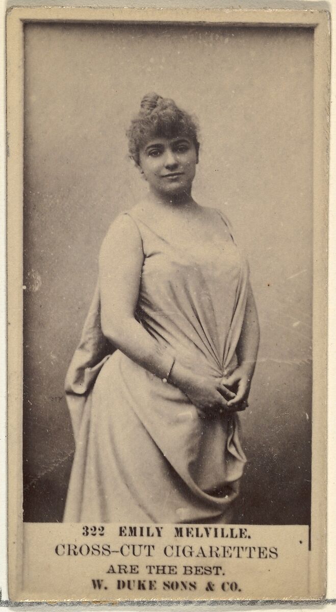 Card Number 322, Emily Melville, from the Actors and Actresses series (N145-3) issued by Duke Sons & Co. to promote Cross Cut Cigarettes, Issued by W. Duke, Sons &amp; Co. (New York and Durham, N.C.), Albumen photograph 