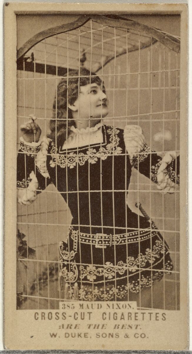 Card Number 385, Maud Nixon, from the Actors and Actresses series (N145-3) issued by Duke Sons & Co. to promote Cross Cut Cigarettes, Issued by W. Duke, Sons &amp; Co. (New York and Durham, N.C.), Albumen photograph 