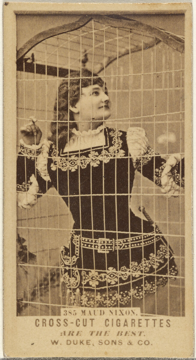 Card Number 385, Maud Nixon, from the Actors and Actresses series (N145-3) issued by Duke Sons & Co. to promote Cross Cut Cigarettes, Issued by W. Duke, Sons &amp; Co. (New York and Durham, N.C.), Albumen photograph