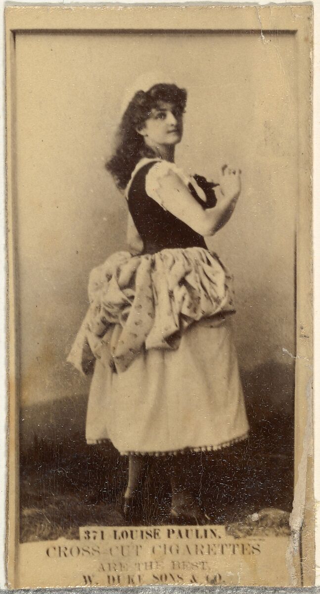 Card Number 371, Louise Paullin, from the Actors and Actresses series (N145-3) issued by Duke Sons & Co. to promote Cross Cut Cigarettes, Issued by W. Duke, Sons &amp; Co. (New York and Durham, N.C.), Albumen photograph 