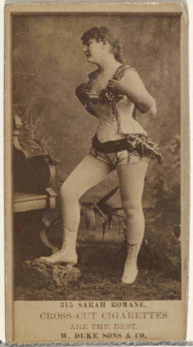 Card Number 315, Sarah Romane, from the Actors and Actresses series (N145-3) issued by Duke Sons & Co. to promote Cross Cut Cigarettes, Issued by W. Duke, Sons &amp; Co. (New York and Durham, N.C.), Albumen photograph 