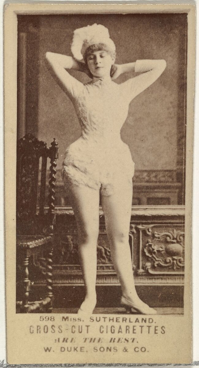 Card Number 598, Miss Sutherland, from the Actors and Actresses series (N145-3) issued by Duke Sons & Co. to promote Cross Cut Cigarettes, Issued by W. Duke, Sons &amp; Co. (New York and Durham, N.C.), Albumen photograph 