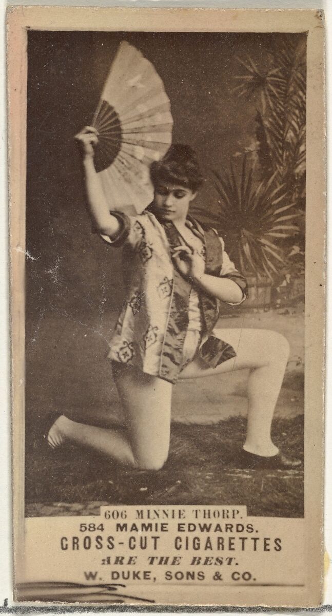 Card Number 606, Minnie Thorp, from the Actors and Actresses series (N145-3) issued by Duke Sons & Co. to promote Cross Cut Cigarettes, Issued by W. Duke, Sons &amp; Co. (New York and Durham, N.C.), Albumen photograph 