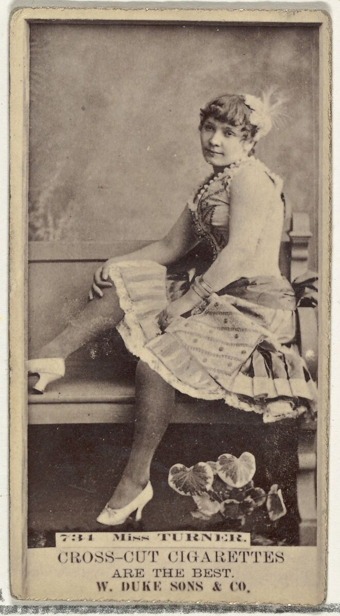 Card Number 731, Miss Turner, from the Actors and Actresses series (N145-3) issued by Duke Sons & Co. to promote Cross Cut Cigarettes, Issued by W. Duke, Sons &amp; Co. (New York and Durham, N.C.), Albumen photograph 