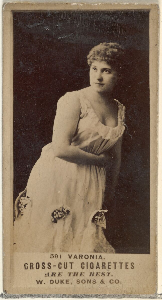 Card Number 591, Varonia, from the Actors and Actresses series (N145-3) issued by Duke Sons & Co. to promote Cross Cut Cigarettes, Issued by W. Duke, Sons &amp; Co. (New York and Durham, N.C.), Albumen photograph 