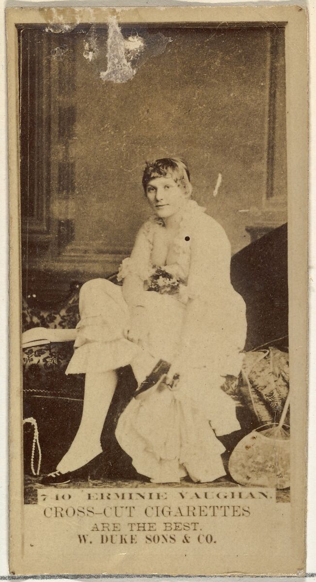 Card Number 740, Erminie Vaughan, from the Actors and Actresses series (N145-3) issued by Duke Sons & Co. to promote Cross Cut Cigarettes, Issued by W. Duke, Sons &amp; Co. (New York and Durham, N.C.), Albumen photograph 