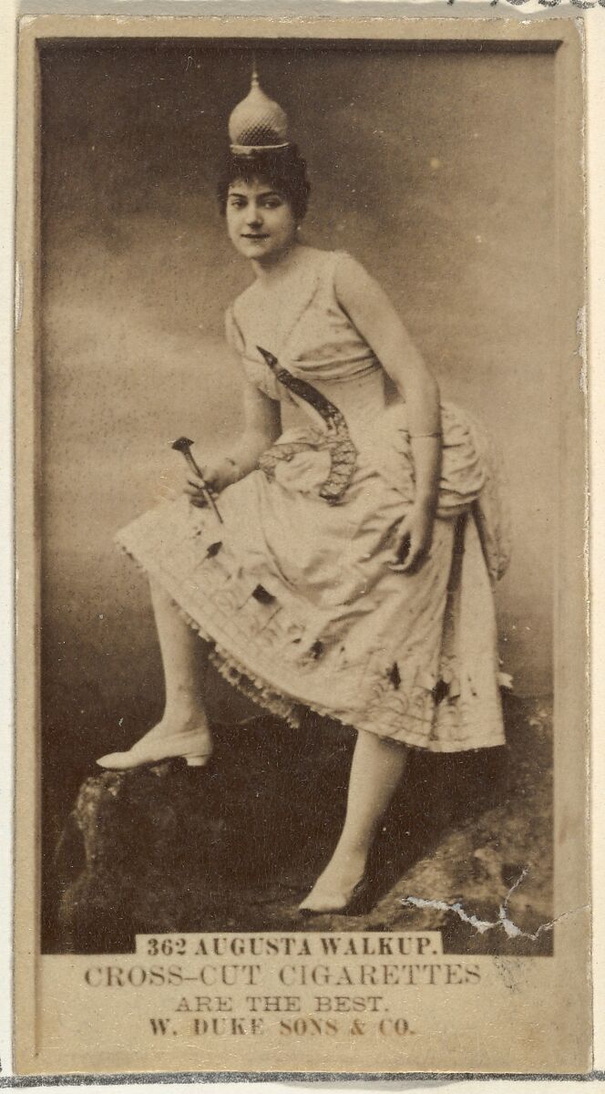 Card Number 362, Augusta Walkup, from the Actors and Actresses series (N145-3) issued by Duke Sons & Co. to promote Cross Cut Cigarettes, Issued by W. Duke, Sons &amp; Co. (New York and Durham, N.C.), Albumen photograph 