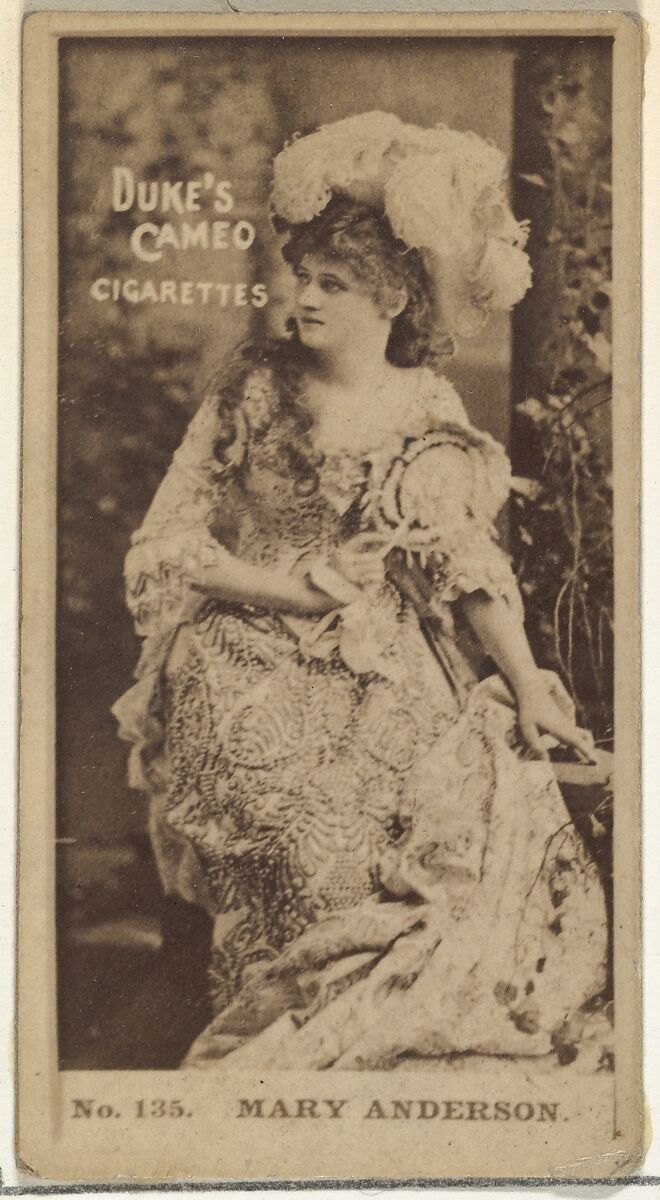 Card Number 135, Mary Anderson, from the Actors and Actresses series (N145-4) issued by Duke Sons & Co. to promote Cameo Cigarettes, Issued by W. Duke, Sons &amp; Co. (New York and Durham, N.C.), Albumen photograph 