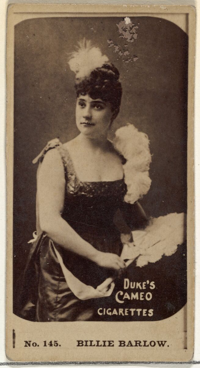 Card Number 145, Billie Barlow, from the Actors and Actresses series (N145-4) issued by Duke Sons & Co. to promote Cameo Cigarettes, Issued by W. Duke, Sons &amp; Co. (New York and Durham, N.C.), Albumen photograph 