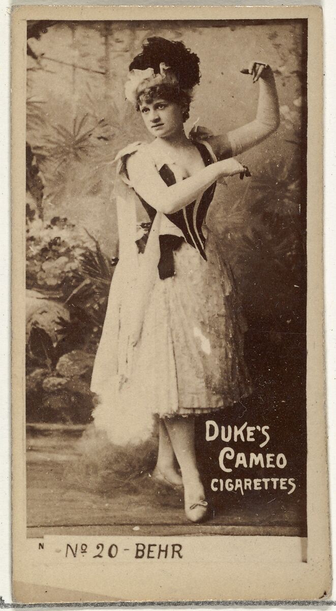 Card Number 20, Behr, from the Actors and Actresses series (N145-4) issued by Duke Sons & Co. to promote Cameo Cigarettes, Issued by W. Duke, Sons &amp; Co. (New York and Durham, N.C.), Albumen photograph 